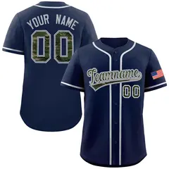 Navy Camo Font Authentic Baseball Jersey