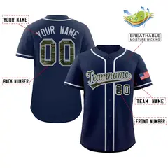 Navy Camo Font Authentic Baseball Jersey 2