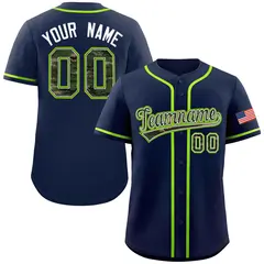 Navy Camo Font Authentic Baseball Jersey 1