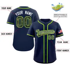 Navy Camo Font Authentic Baseball Jersey 2