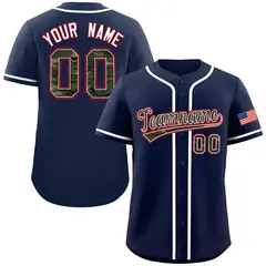 Navy Camo Font Authentic Baseball Jersey 1
