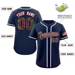 Navy Camo Font Authentic Baseball Jersey 2