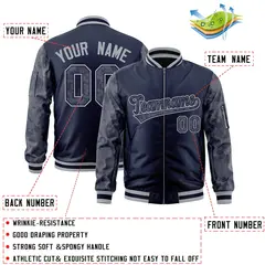 Navy Camo Raglan Varsity Full-Zip Letterman Bomber Jacket 2
