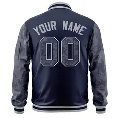 Navy Camo Raglan Varsity Full-Zip Letterman Bomber Jacket 4