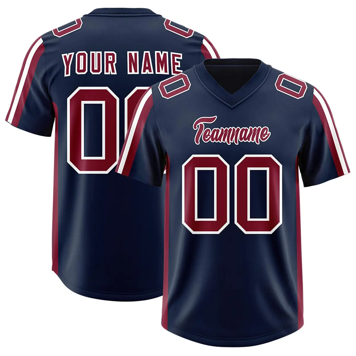 Navy Cardinal and White Side Stripe Football Jersey