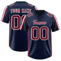 Navy Cardinal and White Side Stripe Football Jersey