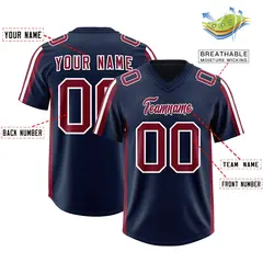 Navy Cardinal and White Side Stripe Football Jersey 2