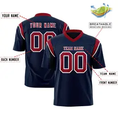 Navy Cardinal Shoulder Cut Two-Tone Flag Football Jersey 2