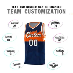 Navy City Silhouette Pattern Basketball Uniform Jersey 4
