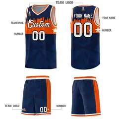Navy City Silhouette Pattern Basketball Uniform Jersey 5