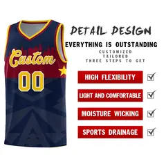 Navy City Silhouette Pattern Basketball Uniform Jersey 2