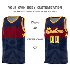 Navy City Silhouette Pattern Basketball Uniform Jersey 3