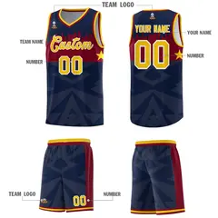 Navy City Silhouette Pattern Basketball Uniform Jersey 5