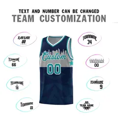 Navy City Silhouette Pattern Basketball Uniform Jersey 4