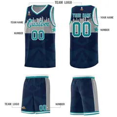 Navy City Silhouette Pattern Basketball Uniform Jersey 5