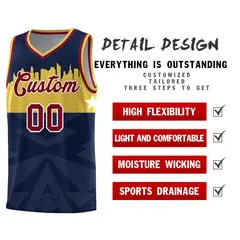 Navy City Silhouette Pattern Basketball Uniform Jersey 2