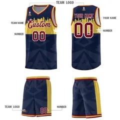 Navy City Silhouette Pattern Basketball Uniform Jersey 5