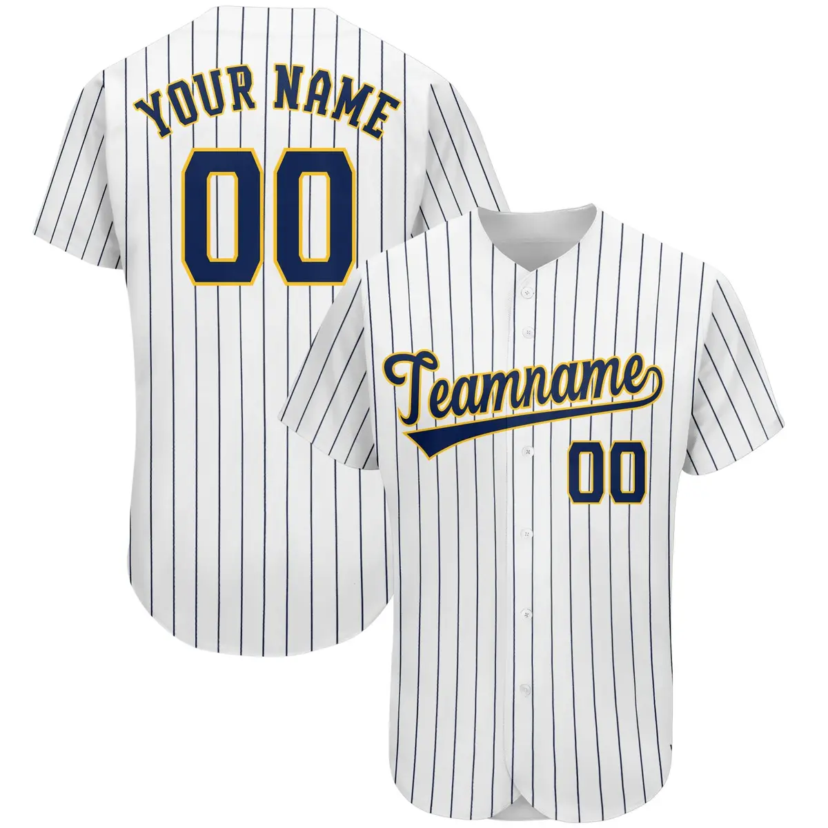 Navy Classic Style Stripe Fashion Authentic Baseball Jersey