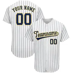 Navy Classic Style Stripe Fashion Authentic Baseball Jersey 1