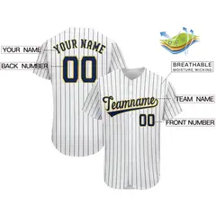 Navy Classic Style Stripe Fashion Authentic Baseball Jersey 2