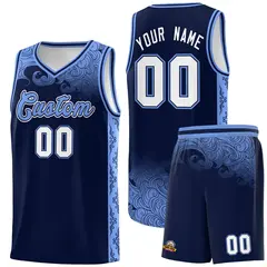 Navy Cloud Pattern Sports Sets Uniform Basketball Jersey