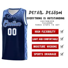Navy Cloud Pattern Sports Sets Uniform Basketball Jersey 2