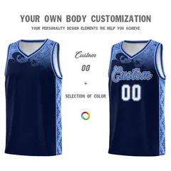 Navy Cloud Pattern Sports Sets Uniform Basketball Jersey 3