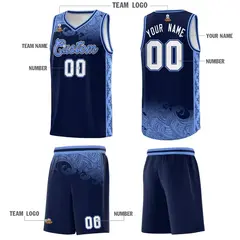 Navy Cloud Pattern Sports Sets Uniform Basketball Jersey 5