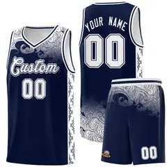 Navy Cloud Pattern Sports Sets Uniform Basketball Jersey