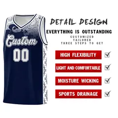 Navy Cloud Pattern Sports Sets Uniform Basketball Jersey 2