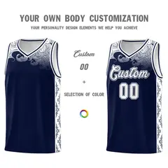 Navy Cloud Pattern Sports Sets Uniform Basketball Jersey 3