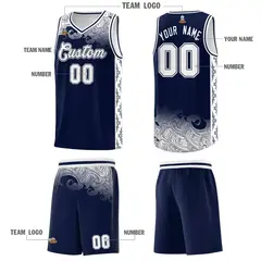 Navy Cloud Pattern Sports Sets Uniform Basketball Jersey 5