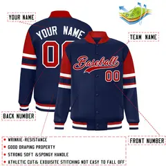 Navy Color Block Full-Snap Varsity Letterman Jacket 2