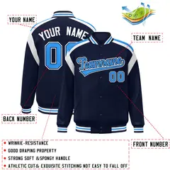 Navy Color Block Full-Snap Varsity Letterman Jacket 2