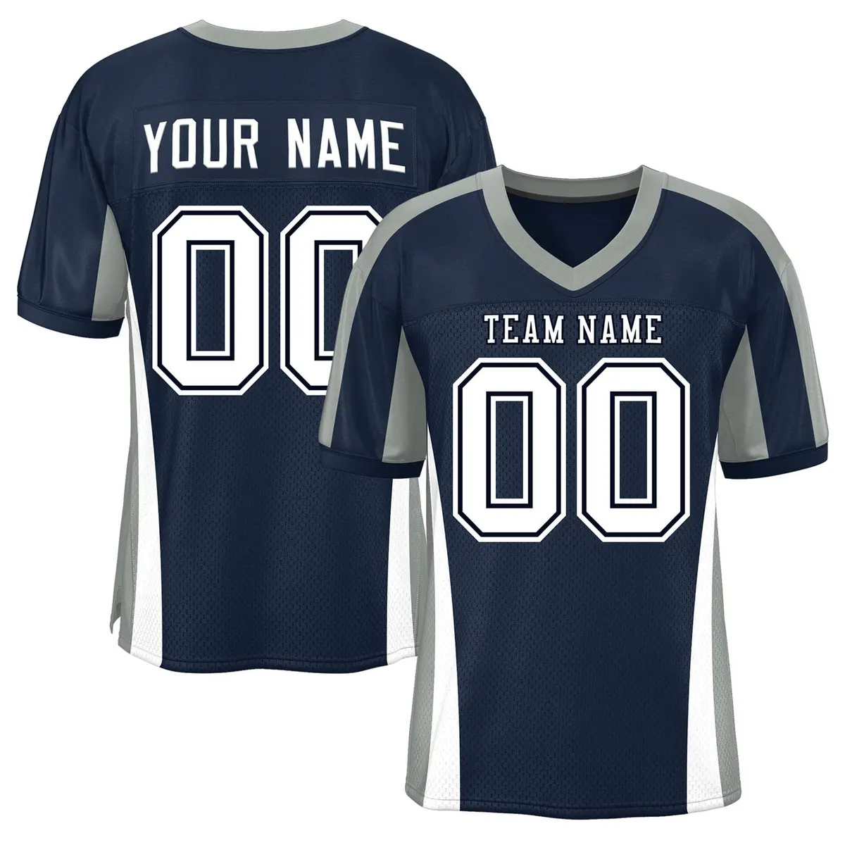 Navy Color Block Mesh Authentic Football Jersey