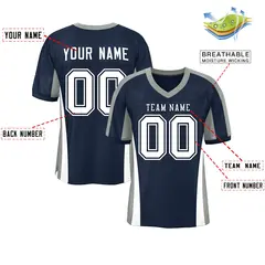 Navy Color Block Mesh Authentic Football Jersey 2