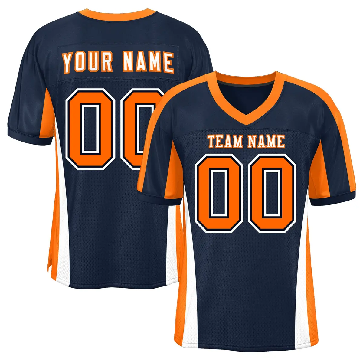 Navy Color Block Mesh Authentic Football Jersey