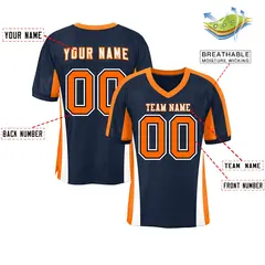 Navy Color Block Mesh Authentic Football Jersey 2