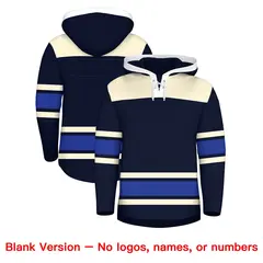 Navy Cream Lace-Up Neck Raglan Hockey Hoodie Jersey 7