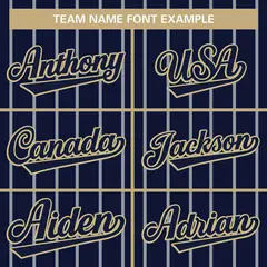 Navy Cream-Light Gray Stripe Full Button Baseball Jersey 3