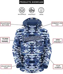 Navy Cream-Royal Camo Outdoor Windbreaker Waterproof Jacket 2