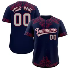 Navy Crimson Baroque Style Baseball Jersey 1