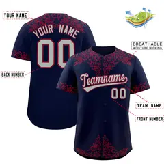 Navy Crimson Baroque Style Baseball Jersey 2