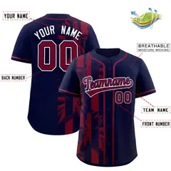 Navy Crimson Coconut Tree Split Baseball Jersey 2