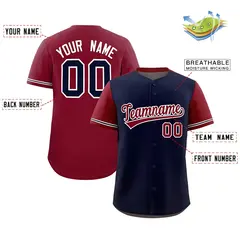 Navy Crimson Color Block Raglan Baseball Jersey 2