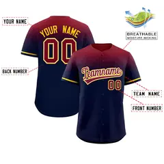 Navy Crimson Gradient Authentic Baseball Jersey 2