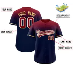 Navy Crimson Gradient Authentic Baseball Jersey 2