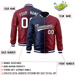 Navy Crimson Gradient Letterman Bomber Jacket 2