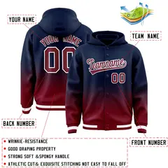 Navy Crimson Gradient Letterman Varsity Jacket Hoodie 4