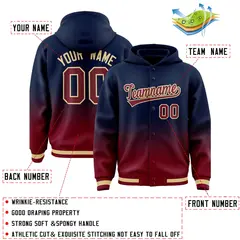 Navy Crimson Gradient Letterman Varsity Jacket Hoodie 4